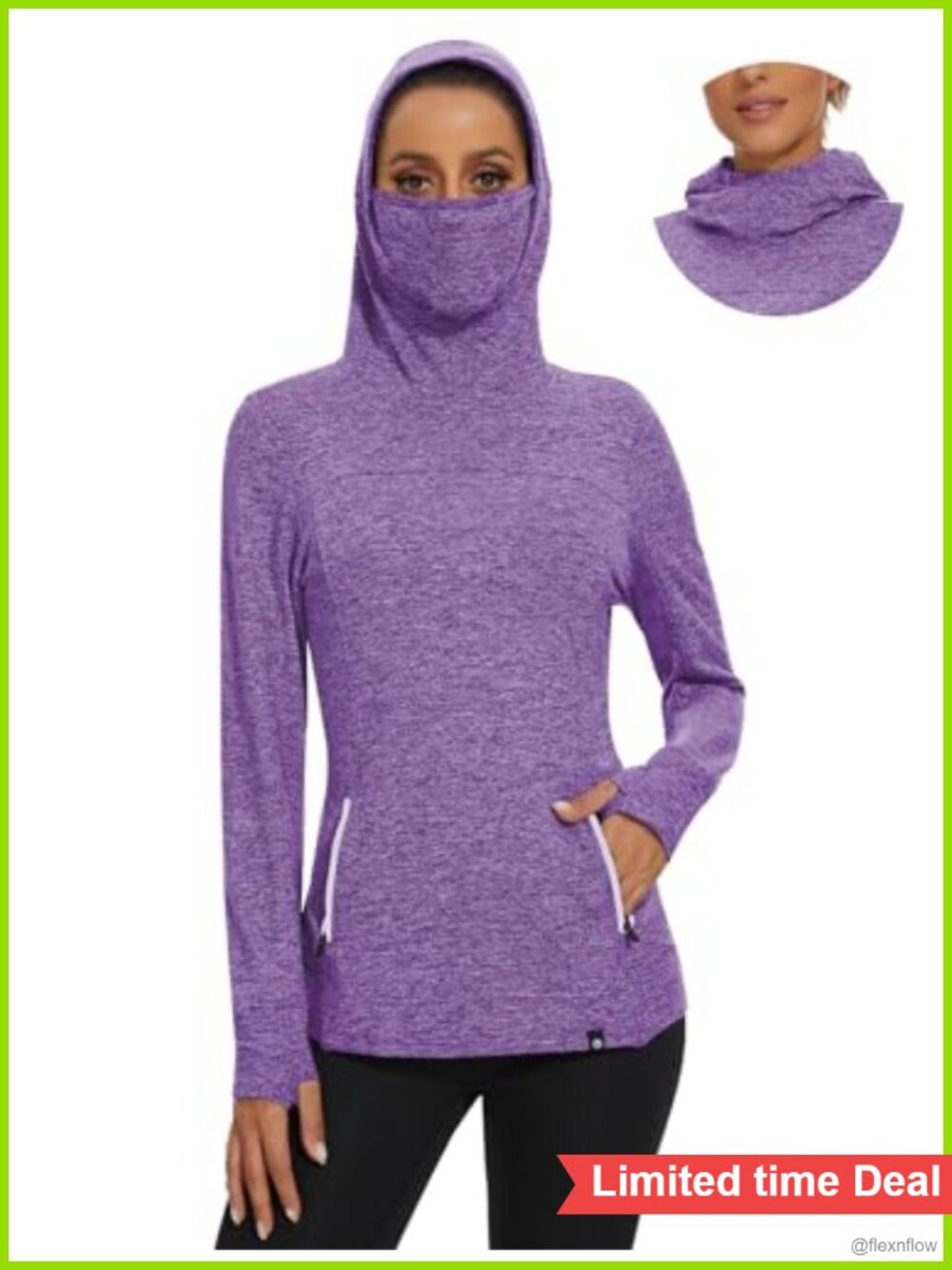Women's Fleece Running Pullover - Thermal Sweatshirt, Thumbholes, Winter